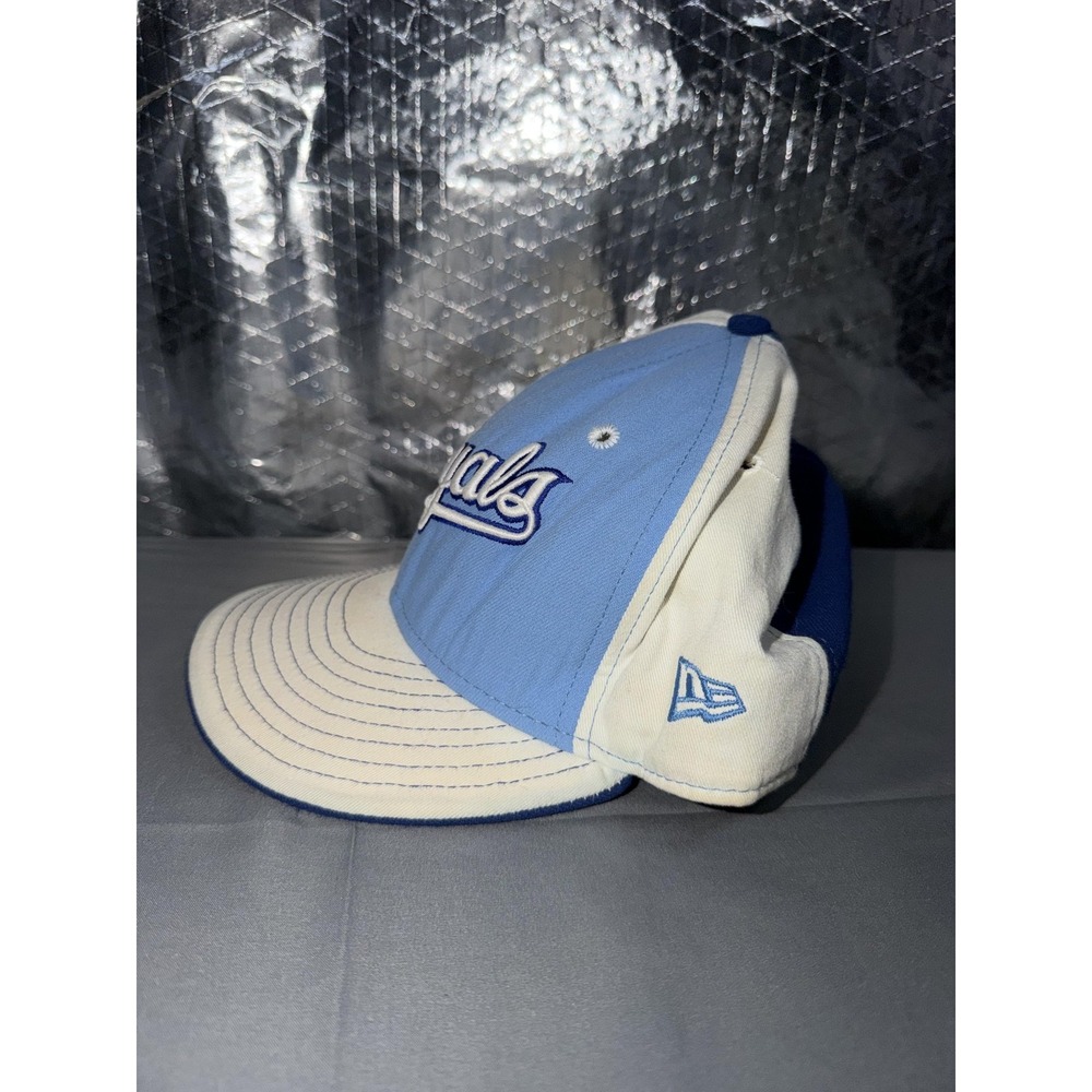 Vintage Kansas City Royals Hat Cap Fitted Mens 7 3/4 Blue MLB New Era Wool USA - Picture 4 of 7